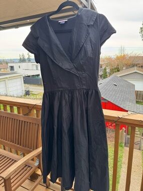 Pinup couture Classic Black Cap-Sleeve Fit & Flare Dress XL black cotton retro